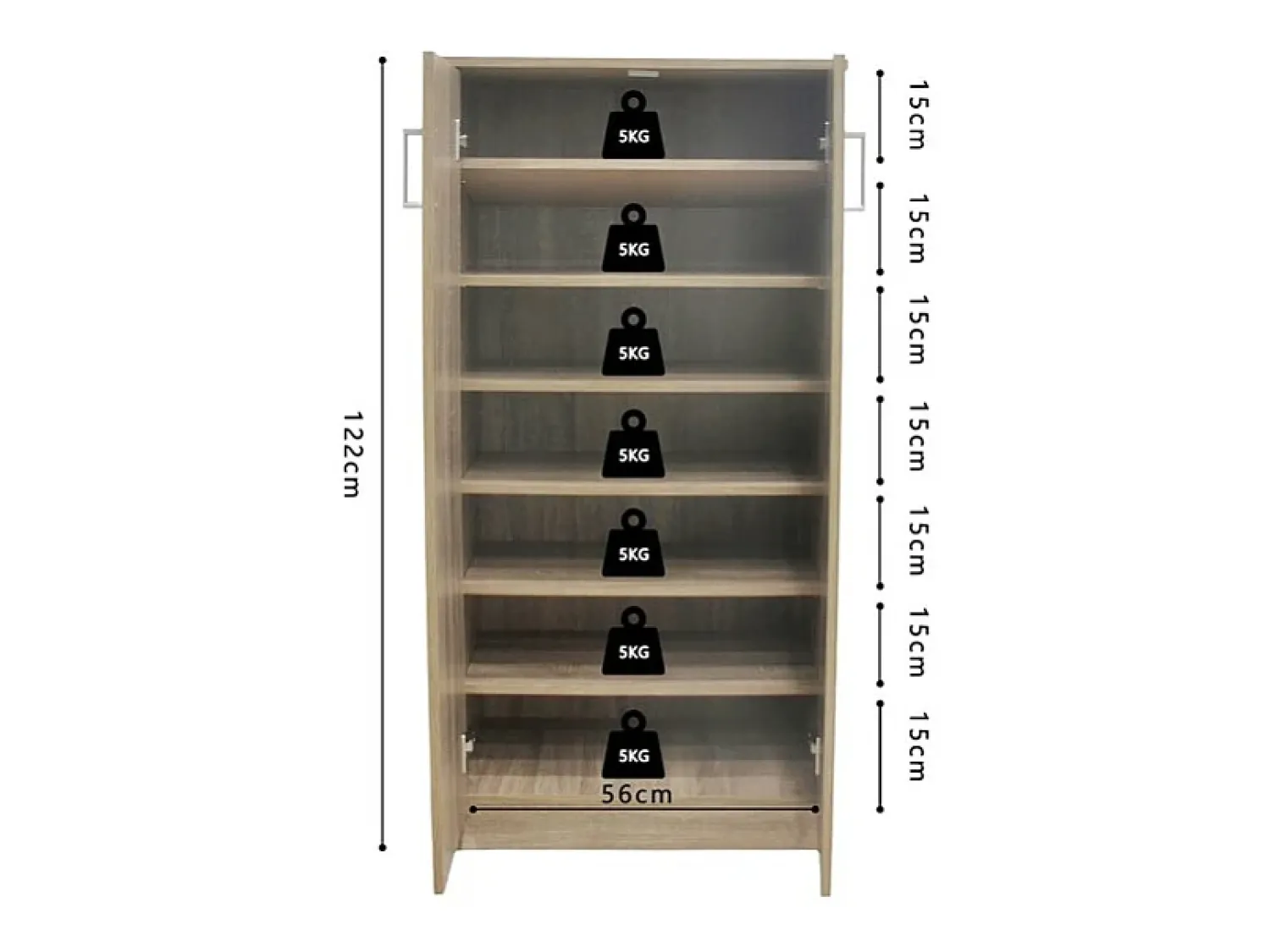 Sale Meublorama Móvel para Sapatos MUNDA – 2 portas – Cor carvalho sonoma – Armazenamento compacto e estilo contemporâneo Castanho