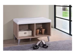 Móvel De Arrumação|Sapateira|Meublorama Móvel para sapatos SIDE com 2 compartimentos largos, cor carvalho Sonoma e branco. Castanho