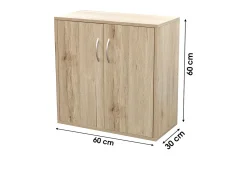 Móvel De Arrumação|Sapateira|Meublorama Móvel para Sapatos SONORIA 3 Prateleiras 2 Portas Carvalho Sonoma 60x30xH60 cm Moderno e Funcional Castanho