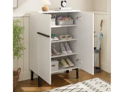 Móvel De Arrumação|Sapateira*ModernLuxe Móvel para sapatos 95x60x34,5 cm - 2 portas - Prateleiras ajustáveis - Acabamento madeira - Painéis de partículas - Branco