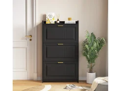 ModernLuxe Móvel para sapatos 70x24x120 cm - 3 portas basculantes - 6 compartimentos - MDF e painéis de partículas -^ Móvel De Arrumação|Sapateira