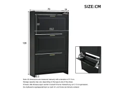 ModernLuxe Móvel para sapatos 70x24x120 cm - 3 portas basculantes - 6 compartimentos - MDF e painéis de partículas -^ Móvel De Arrumação|Sapateira
