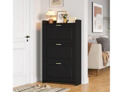 ModernLuxe Móvel para sapatos 70x24x120 cm - 3 portas basculantes - 6 compartimentos - MDF e painéis de partículas -^ Móvel De Arrumação|Sapateira