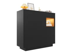Móvel De Arrumação|Sapateira*ModernLuxe Móvel para sapatos 105x39.5x100.5 cm - 1 gaveta e 3 portas - com iluminação LED - com prateleiras ajustáveis - e natural Preto