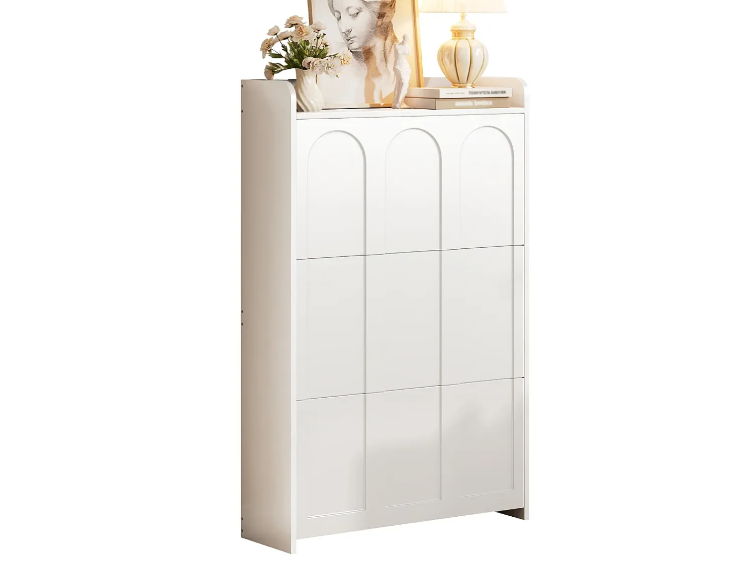 ModernLuxe Móvel para sapatos 70x25x120 cm - con 6 compartimentos - 3 portas basculantes - MDF -^ Móvel De Arrumação|Sapateira