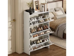 ModernLuxe Móvel para sapatos 70x25x120 cm - con 6 compartimentos - 3 portas basculantes - MDF -^ Móvel De Arrumação|Sapateira