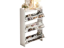 ModernLuxe Móvel para sapatos 70x25x120 cm - con 6 compartimentos - 3 portas basculantes - MDF -^ Móvel De Arrumação|Sapateira