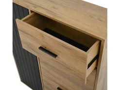 ModernLuxe Móvel para sapatos 80x24x95.5 cm - com 2 portas basculantes - com 1 gaveta e 1 porta - Natural + Preto^ Móvel De Arrumação|Sapateira