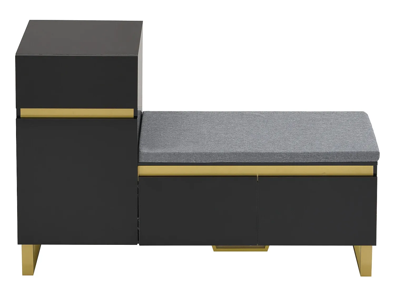 Móvel De Arrumação|Sapateira*ModernLuxe Móvel para sapatos 120x35x85 cm - 1 gaveta e 3 portas - com banco de sapatos acolchoado - Preto