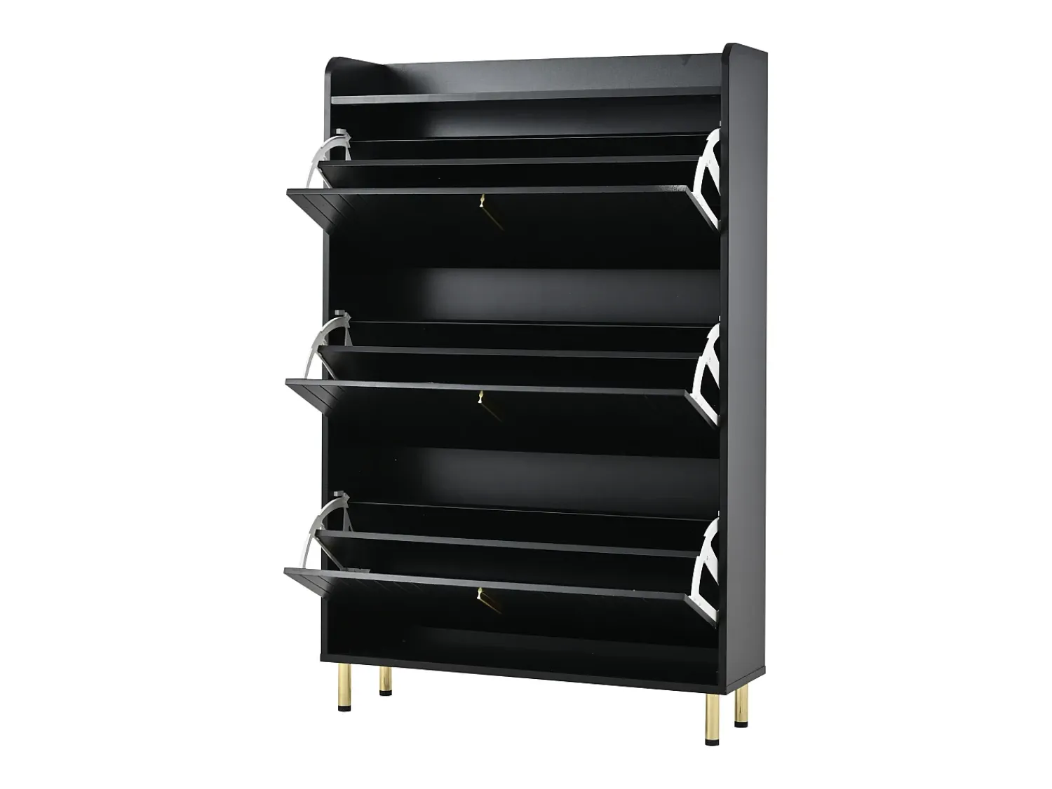 Móvel De Arrumação|Sapateira*ModernLuxe Móvel para sapatos 80x23,5x123,5 cm - 3 portas - 6 compartimentos - Altura ajustável - MDF - Preto