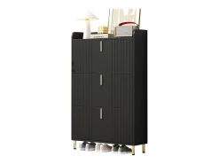 Móvel De Arrumação|Sapateira*ModernLuxe Móvel para sapatos 80x23,5x123,5 cm - 3 portas - 6 compartimentos - Altura ajustável - MDF - Preto