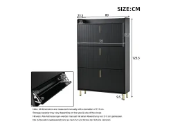 Móvel De Arrumação|Sapateira*ModernLuxe Móvel para sapatos 80x23,5x123,5 cm - 3 portas - 6 compartimentos - Altura ajustável - MDF - Preto