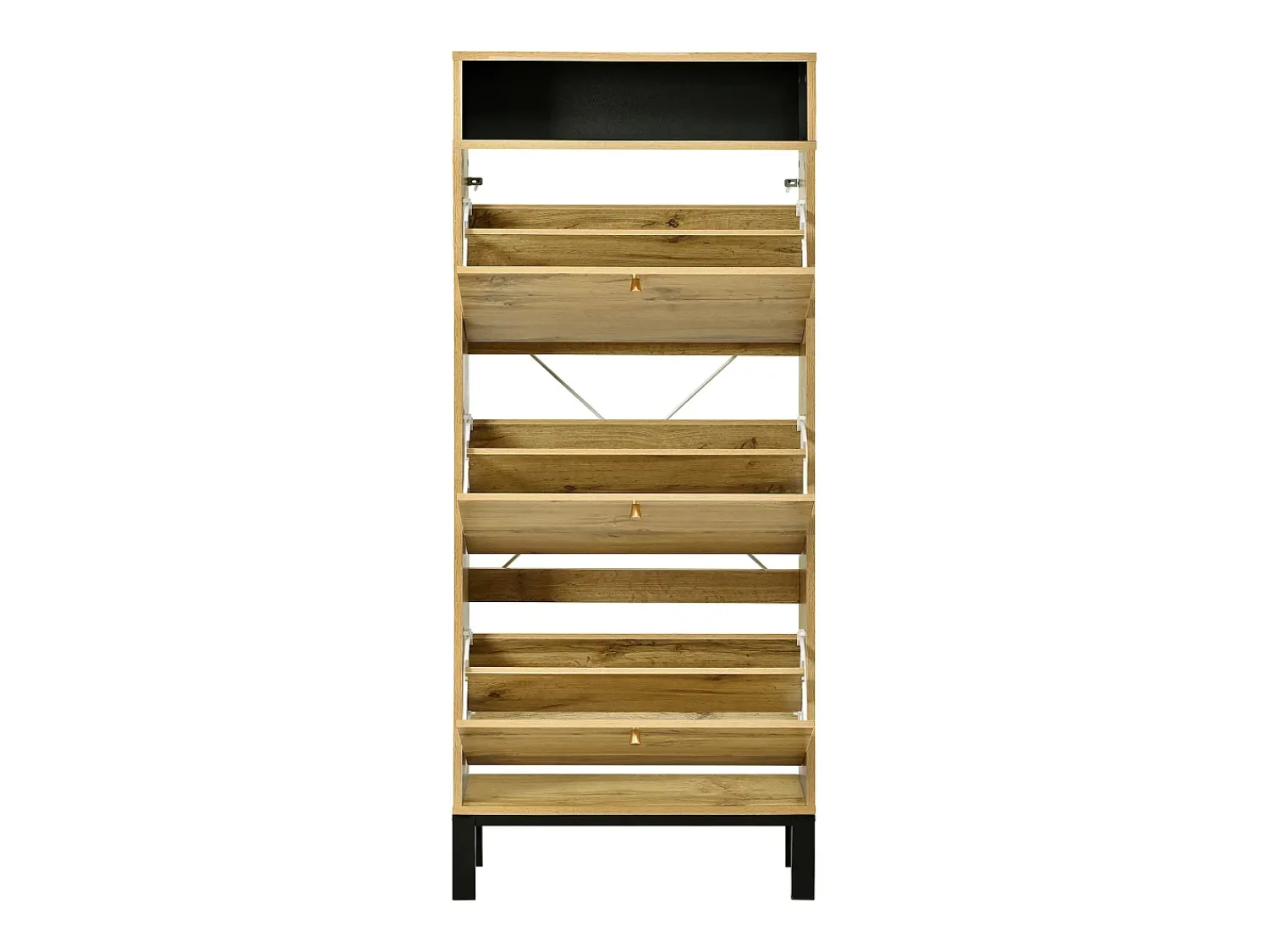 Móvel De Arrumação|Sapateira*ModernLuxe Móvel para sapatos 63x24x147 cm - 3 portas e várias prateleiras - acabamento madeira - MDF - natural Natural claro