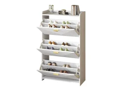 Online ModernLuxe Móvel para sapatos 70x30x120 cm - 3 portas basculantes - 6 compartimentos de armazenamento - MDF - Branco