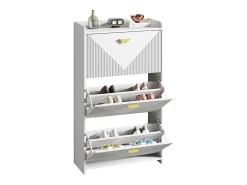 Online ModernLuxe Móvel para sapatos 70x30x120 cm - 3 portas basculantes - 6 compartimentos de armazenamento - MDF - Branco