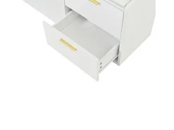 Móvel De Arrumação|Sapateira*ModernLuxe Móvel para sapatos 128x30x68 cm - com 2 gavetas e 1 porta - com banco para calçado - Acabamento brilhante - Branco