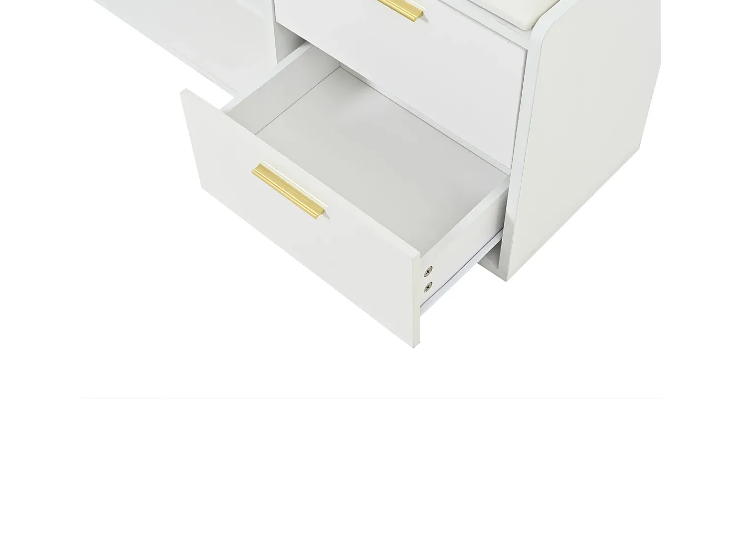 Móvel De Arrumação|Sapateira*ModernLuxe Móvel para sapatos 128x30x68 cm - com 2 gavetas e 1 porta - com banco para calçado - Acabamento brilhante - Branco