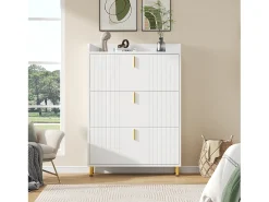 Móvel De Arrumação|Sapateira*ModernLuxe Móvel para sapatos 80x23,5x123,5 cm - com 3 portas basculantes - com 6 compartimentos ajustáveis - Branco