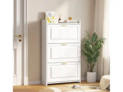 ModernLuxe Móvel para sapatos 70x24x120 cm - 3 portas basculantes - 6 compartimentos - MDF e painéis de partículas -^ Móvel De Arrumação|Sapateira