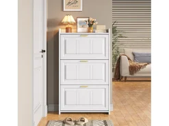 ModernLuxe Móvel para sapatos 70x24x120 cm - 3 portas basculantes - 6 compartimentos - MDF e painéis de partículas -^ Móvel De Arrumação|Sapateira