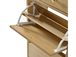 ModernLuxe Móvel para sapatos 110x26x100 cm - 4 portas basculantes, 2 gavetas e 3 prateleiras abertas - Painéis de partículas - Natural^ Móvel De Arrumação|Sapateira