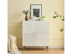 Sale ModernLuxe Móvel para sapatos 80x36x90cm - 4 portas - Pés de metal - MDF - Branco