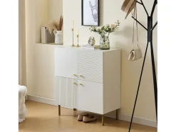 Sale ModernLuxe Móvel para sapatos 80x36x90cm - 4 portas - Pés de metal - MDF - Branco