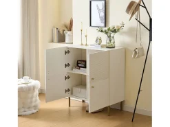 Sale ModernLuxe Móvel para sapatos 80x36x90cm - 4 portas - Pés de metal - MDF - Branco