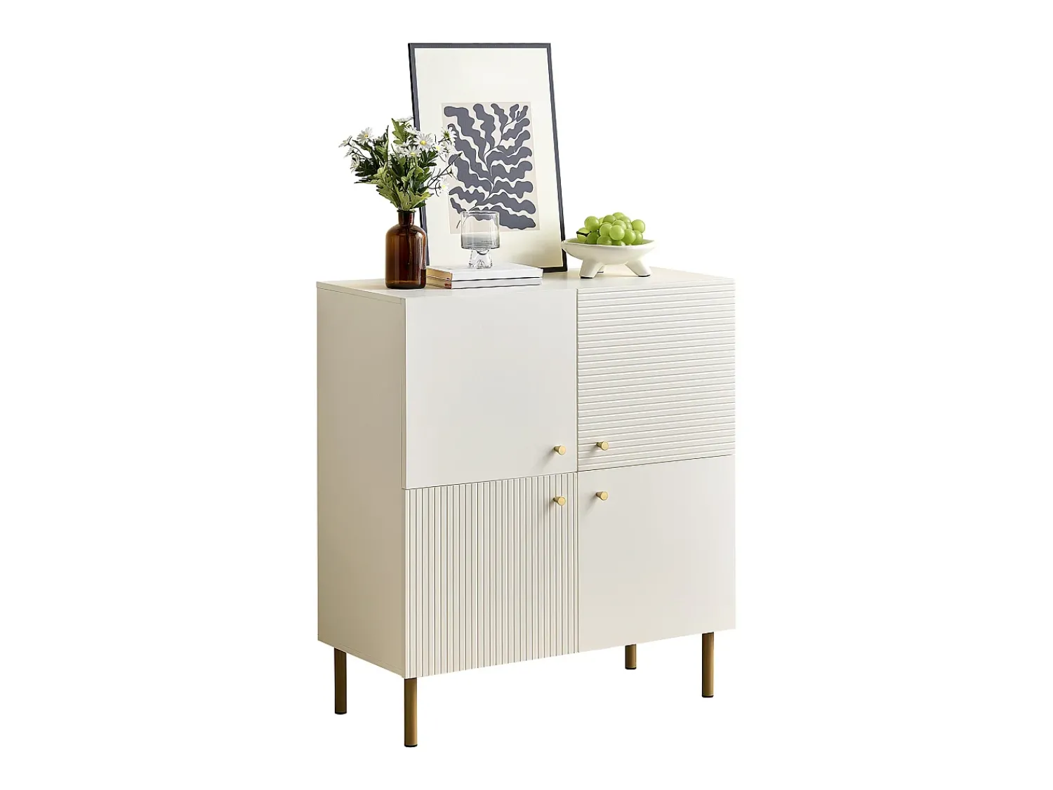 Sale ModernLuxe Móvel para sapatos 80x36x90cm - 4 portas - Pés de metal - MDF - Branco