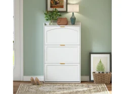 Móvel De Arrumação|Sapateira|ModernLuxe Móvel para sapatos 76x23x118cm - com 3 grandes portas de correr - Branco