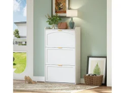 Móvel De Arrumação|Sapateira|ModernLuxe Móvel para sapatos 76x23x118cm - com 3 grandes portas de correr - Branco