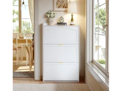 Móvel De Arrumação|Sapateira|ModernLuxe Móvel para sapatos 76x23x118cm - com 3 grandes portas de correr - Branco