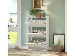 Móvel De Arrumação|Sapateira|ModernLuxe Móvel para sapatos 76x23x118cm - com 3 grandes portas de correr - Branco