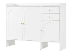 Discount ModernLuxe Móvel para sapatos 120x35x90cm - con 3 portas e 2 gavetas - puxador de metal - Branco
