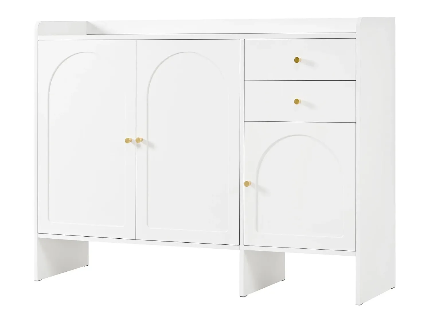 Discount ModernLuxe Móvel para sapatos 120x35x90cm - con 3 portas e 2 gavetas - puxador de metal - Branco