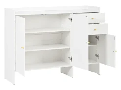 Discount ModernLuxe Móvel para sapatos 120x35x90cm - con 3 portas e 2 gavetas - puxador de metal - Branco