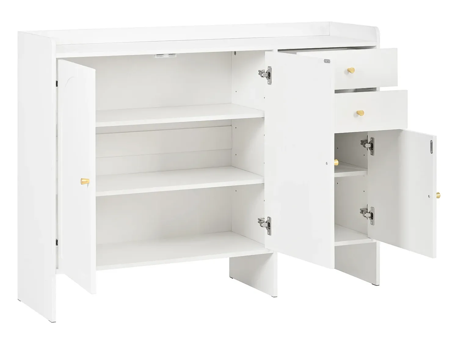 Discount ModernLuxe Móvel para sapatos 120x35x90cm - con 3 portas e 2 gavetas - puxador de metal - Branco