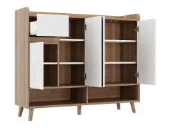 Sale ModernLuxe Móvel para sapatos 120x35x90cm - con 4 portas e 1 gaveta - prateleira ajustável - Natural + Branco Natural claro / Branco