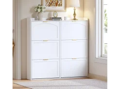 Móvel De Arrumação|Sapateira|ModernLuxe Móvel para sapatos 120x23x118cm - con 6 portas basculantes - Branco