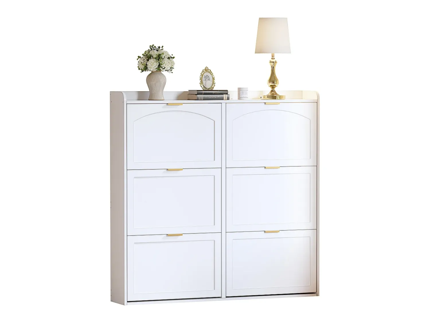Móvel De Arrumação|Sapateira|ModernLuxe Móvel para sapatos 120x23x118cm - con 6 portas basculantes - Branco