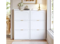 Móvel De Arrumação|Sapateira|ModernLuxe Móvel para sapatos 120x23x118cm - con 6 portas basculantes - Branco