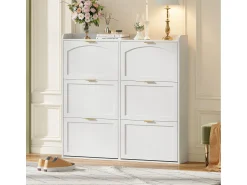 Móvel De Arrumação|Sapateira|ModernLuxe Móvel para sapatos 120x23x118cm - con 6 portas basculantes - Branco