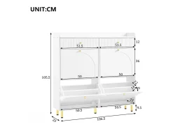 Móvel De Arrumação|Sapateira*ModernLuxe Móvel para sapatos 106.5x25x105.5cm - con 4 portas basculantes e 2 gavetas - Branco