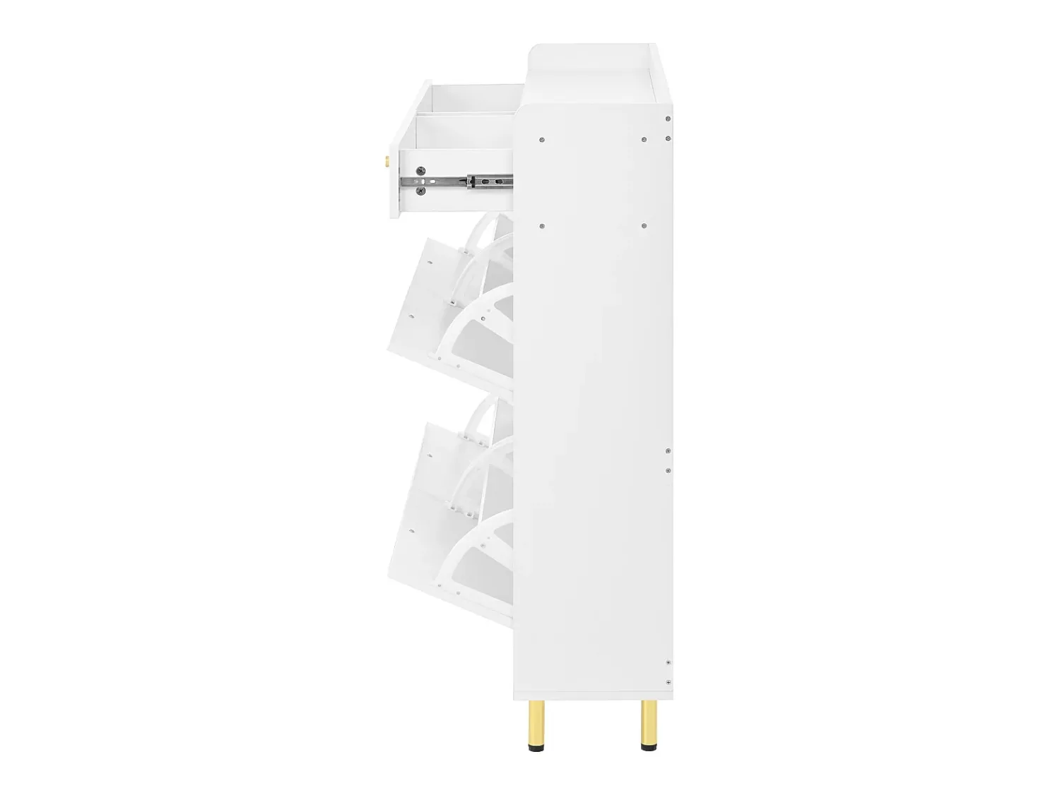 Móvel De Arrumação|Sapateira*ModernLuxe Móvel para sapatos 106.5x25x105.5cm - con 4 portas basculantes e 2 gavetas - Branco