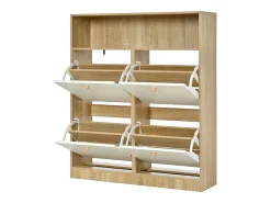 Móvel De Arrumação|Sapateira*ModernLuxe Móvel para sapatos 90x24x104,5cm - con 4 portas basculantes - con prateleiras abertas - Branco + Natural Natural claro / Branco