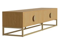 KOMHTOM Móvel para televisão em madeira de 180 cm - Móvel moderno para sala de jantar, 4 portas, puxadores semi-circulares^ Móvel De Tv