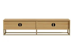 KOMHTOM Móvel para televisão em madeira de 180 cm - Móvel moderno para sala de jantar, 4 portas, puxadores semi-circulares^ Móvel De Tv