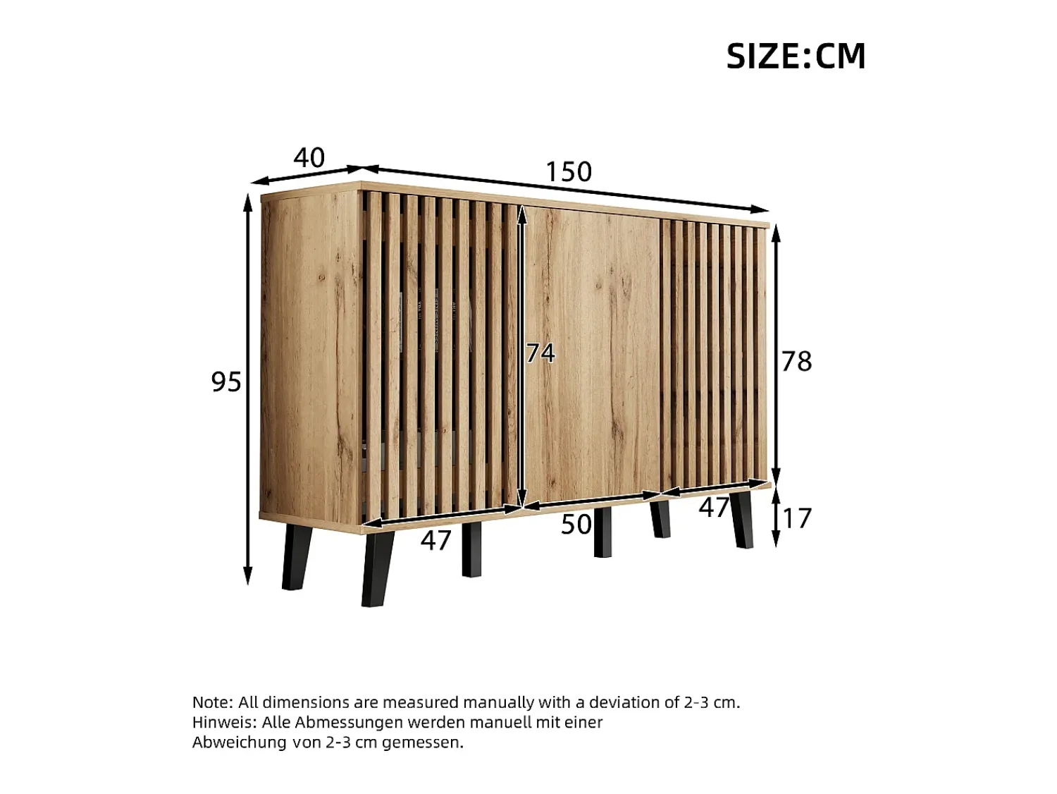 Merax Móvel para TV - 180 x 40 x 55 cm + aparador - 150 x 40 x 95 cm - com compartimento de arrumação - para salas de estar + quartos - aglomerado - natural^ Móvel De Tv