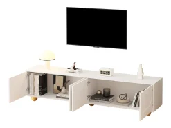 ModernLuxe Móvel para TV 180×40×45 cm - 4 portas - para televisores de 75 polegadas - Branco