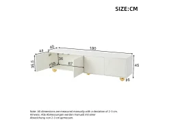 ModernLuxe Móvel para TV 180×40×45 cm - 4 portas - para televisores de 75 polegadas - Branco